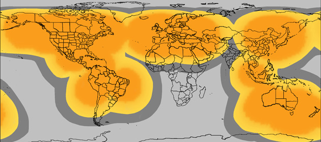 SPOT GPS Tracker Coverage Map